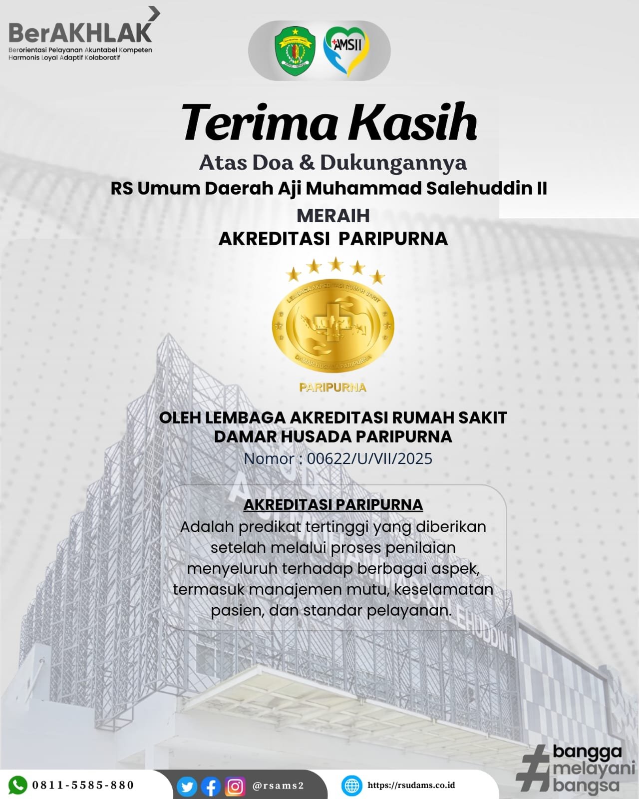 RSUD Aji Muhammad Salehuddin II resmi meraih predikat Akreditasi Paripurna
